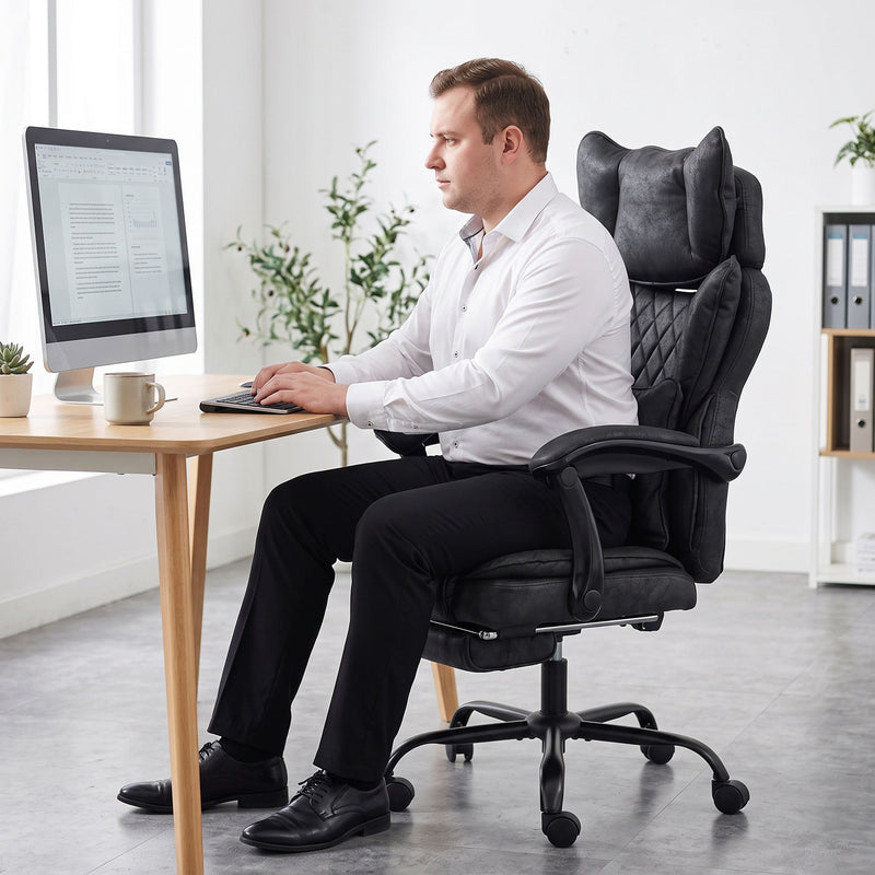 HOMCOM Executive Office Chair, Leathaire Big and Tall Office Chair 180 kg with Wide Seat, Reclining, Lumbar Support – view 9