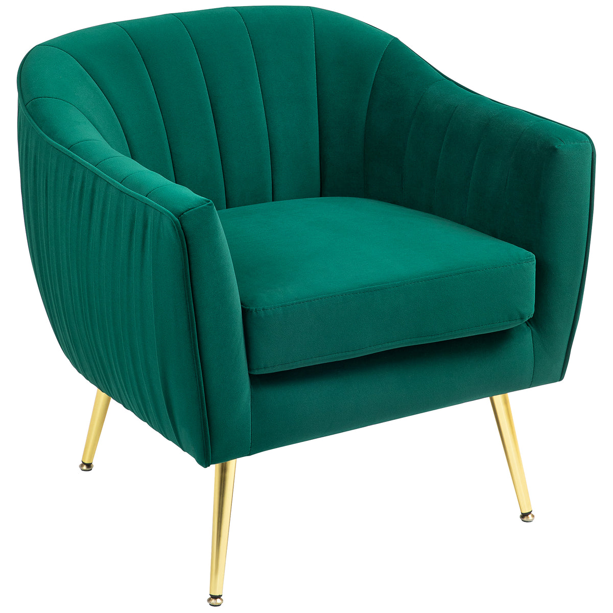 Velvet Shell-Back Accent Chair – Green