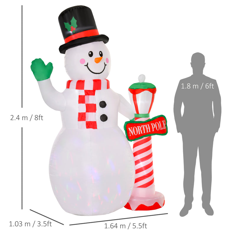 Size diagram of the 8ft snowman