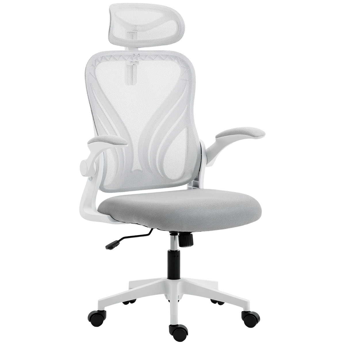 HOMCOM Ergonomic Office Chair with Foldable Backrest, 2D Headrest - Light Grey