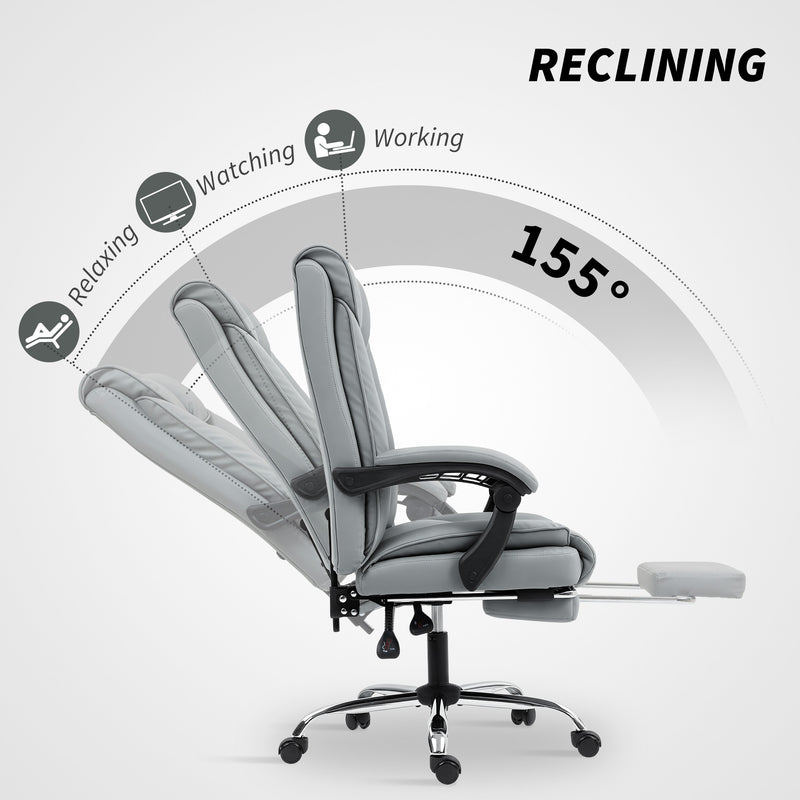 HOMCOM 155° Reclining Faux Leather Swivel Office Chair -Black – view 4