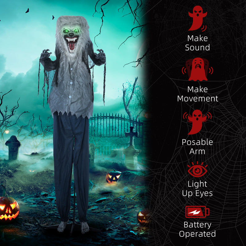 210cm Animated Skeleton Werewolf with Glowing Eyes – image 7 of 9