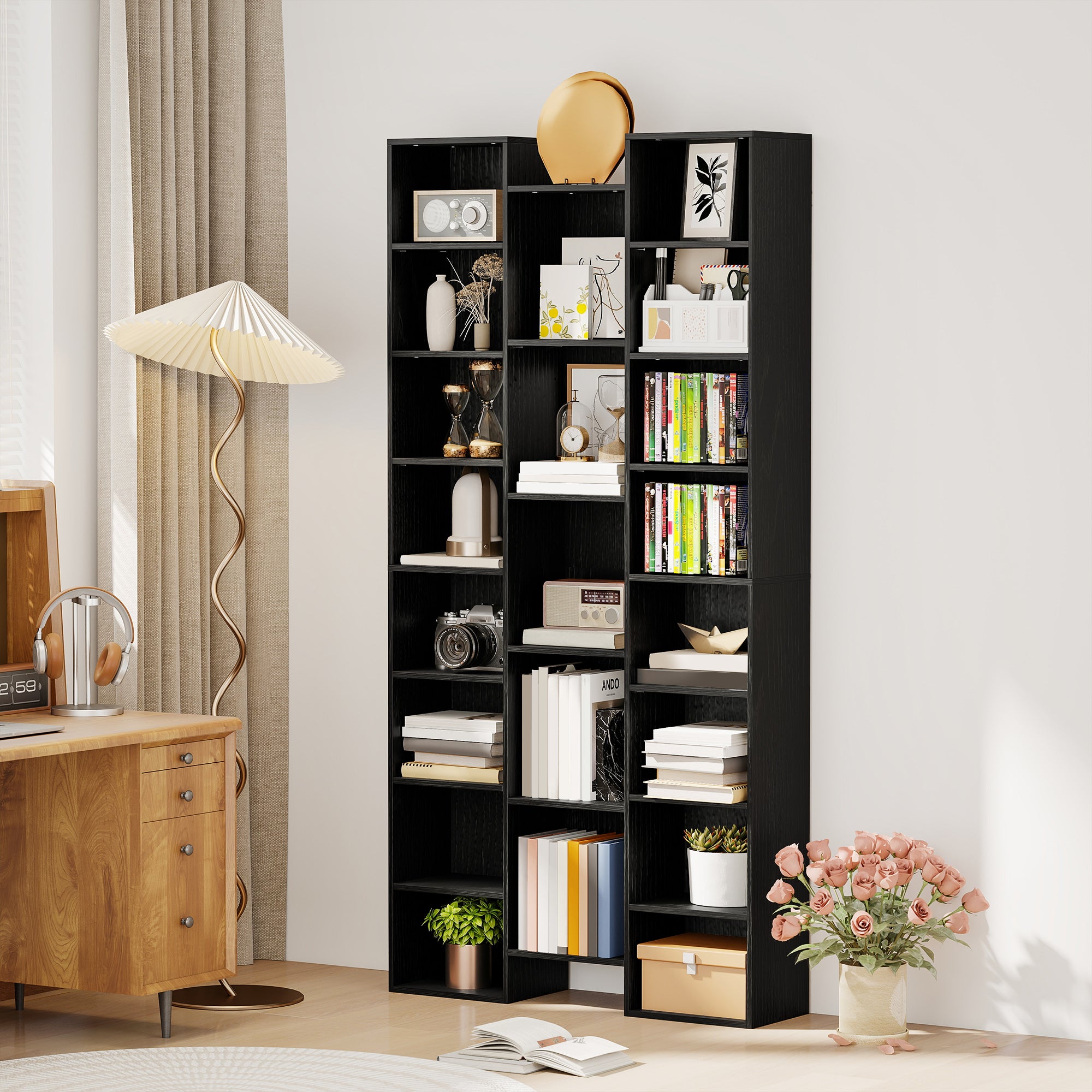 21-Compartment Bookshelf - Black