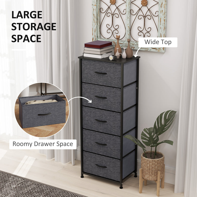 Tall 5-drawer fabric chest – image 4