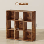 3-tier 9 Cubes Storage Unit Particle Board Cupboard Bookcase Organiser Home Office Shelves, Rustic Brown