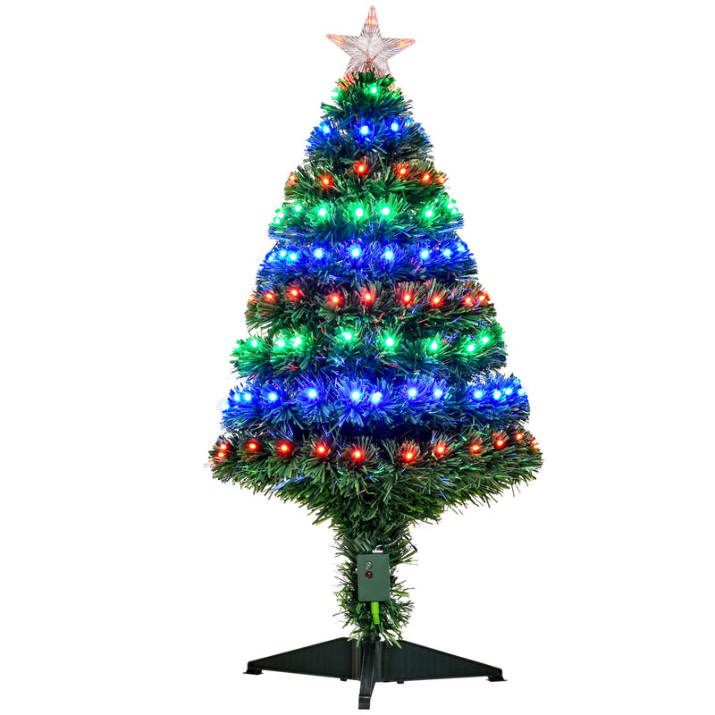 HOMCOM 3 Feet Prelit Artificial Christmas Tree with Multi-Coloured Fibre Optic LED Light, Holiday Home Xmas Decoration – view 10