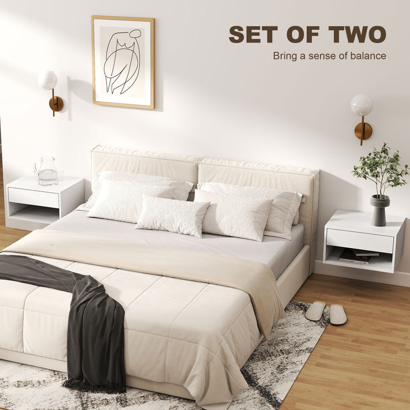 HOMCOM Set of Two Floating Bedside Tables - White – view 4