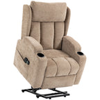 HOMCOM Power Lift Recliner Chair with Vibration Massage and Heat, Chenille Riser and Recliner Armchair for Elderly, Brown