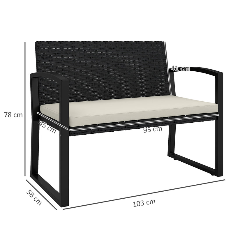 Beige rattan garden bench – image 3