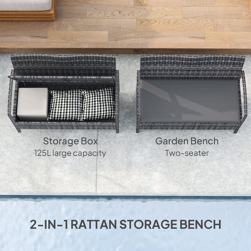 Outsunny 125L Storage Garden Bench, with Cushion - Grey – view 4