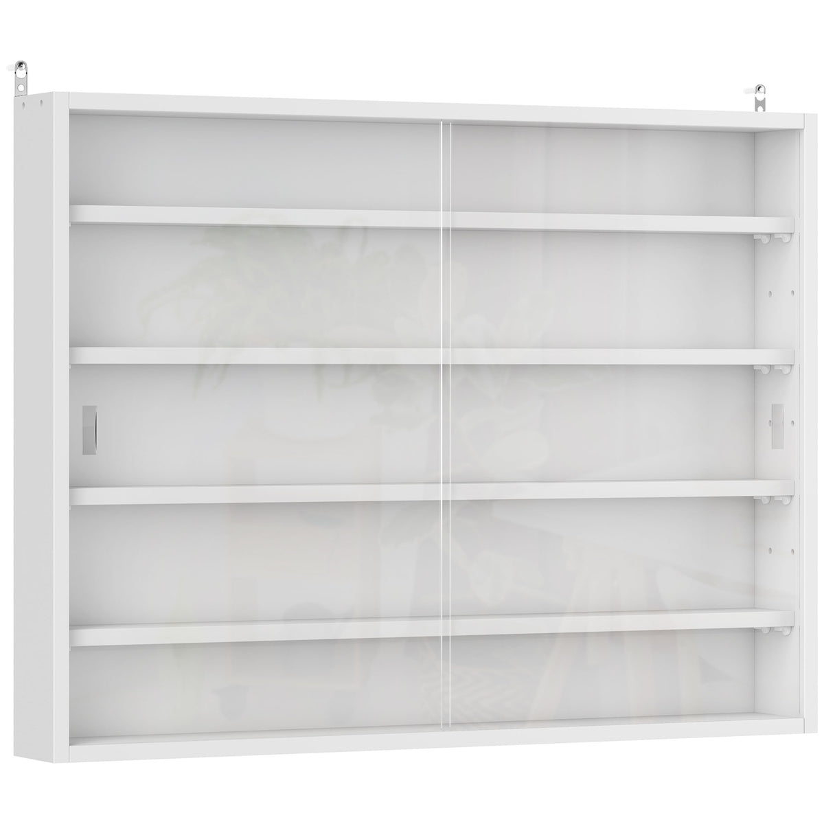 5-Tier Wall Display Cabinet with Sliding Glass Doors – White