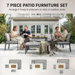 Outsunny 7 Seater Garden Furniture Set, Metal Garden Sofa Set with Cushions, Outdoor Furniture Conversation Sets, Light – view 4