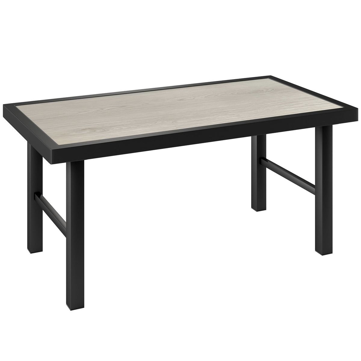 Outsunny Metal Garden Coffee Table, Outdoor Side Table with SPC Woodgrain Tabletop for Outside, Garden, Balcony, Porch, 100 x 53 x 46cm, Grey