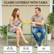 Outsunny Outdoor Garden Loveseat, Embossed Wooden Jack and Jill Garden Seat with Integrated Table, Green – view 5