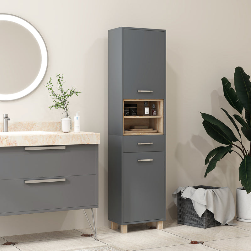 Tall matte grey bathroom cabinet – image 7
