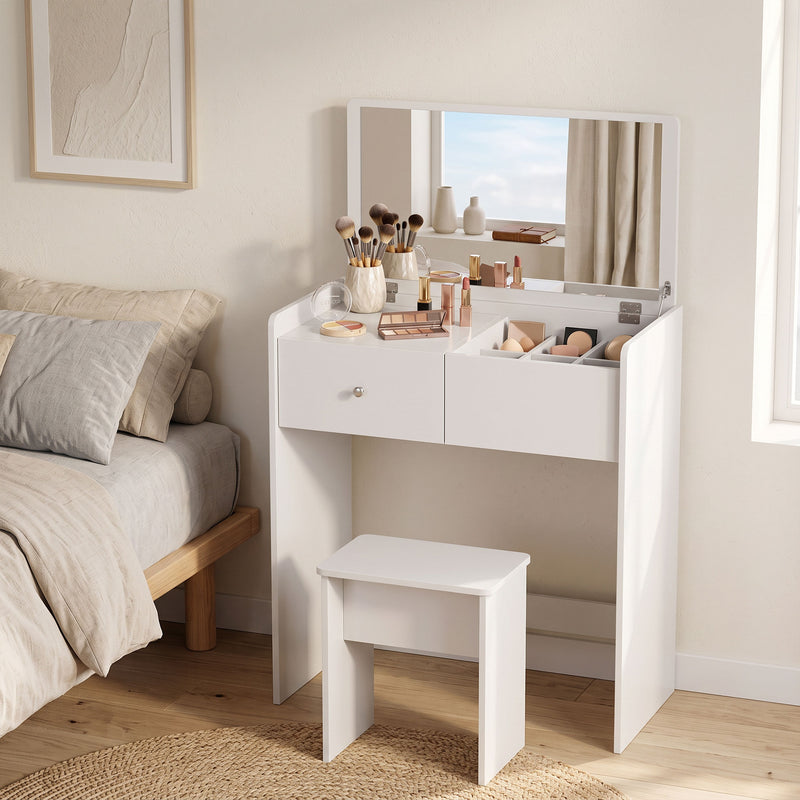 Flip-top dressing table with stool – image 8