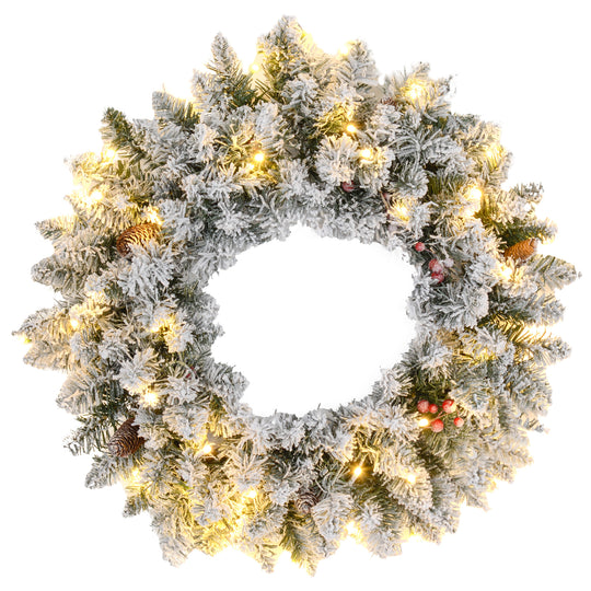 60cm Snowy Christmas Wreath on a white background