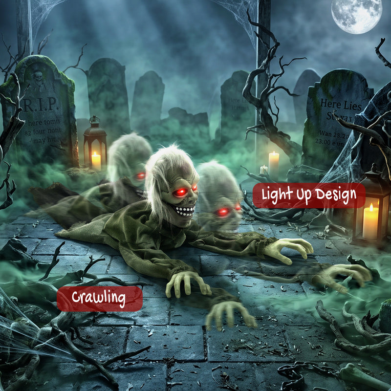 116cm Animated Crawling Zombie with Glowing Red Eyes – image 6 of 9