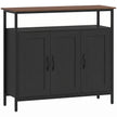 HOMCOM Industrial Kitchen Sideboard with Open Shelf, 2 Cabinets, Adjustable Shelves for Living Room, Dining Room, Black