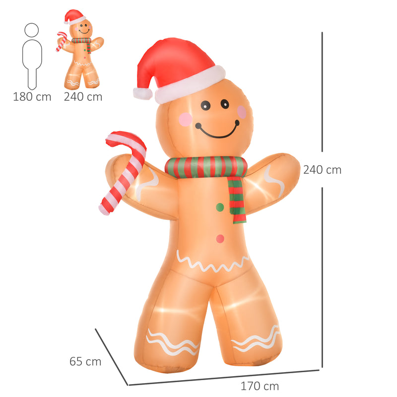 Size diagram of the 8ft gingerbread man Christmas inflatable