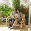 Outsunny Fir Wood 2-Seater Outdoor Garden Wagon Wheel Bench, Natural Wood Finish – view 9