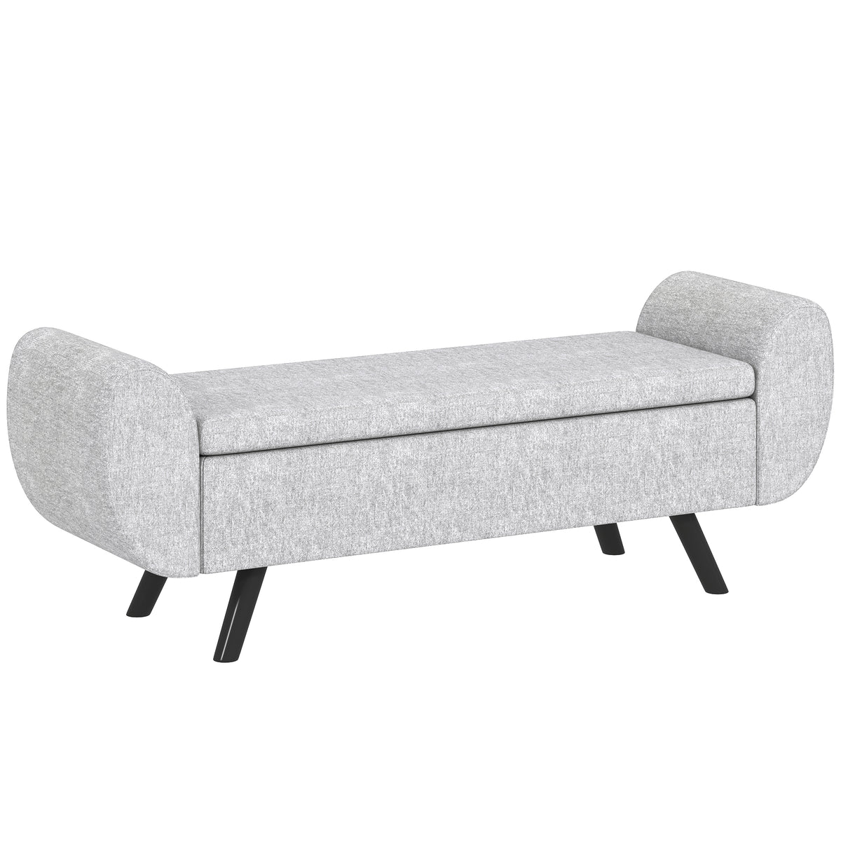 106 cm Upholstered Storage Bench with Armrests – Light Grey
