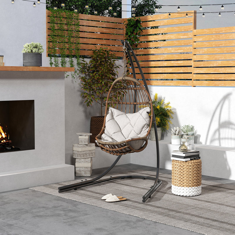 Outsunny Hammock Chair Stand Only, Hanging Chair Stand with Extra Large Base, Heavy Duty Metal Single Hammock Egg Swing – view 9