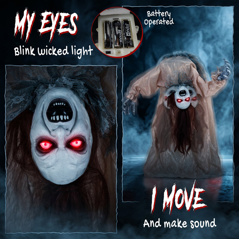 100cm Animated Broken-Back Ghost with Glowing Eyes – image 4 of 9