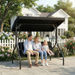 Outsunny 3 Seater Canopy Swing Chair, 2 in 1 Garden Swing Seat Bed, with Adjustable Canopy and Metal Frame, Black – view 2