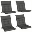 Set of 4 dark grey and grey high-back garden chair cushions, 112 x 53 cm, 10 cm thick