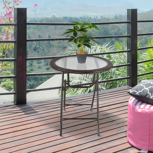 Round folding rattan table – image 2