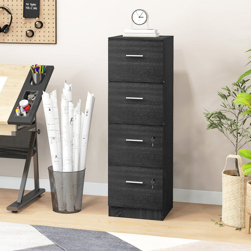 Black 4-drawer lockable filing cabinet – image 10