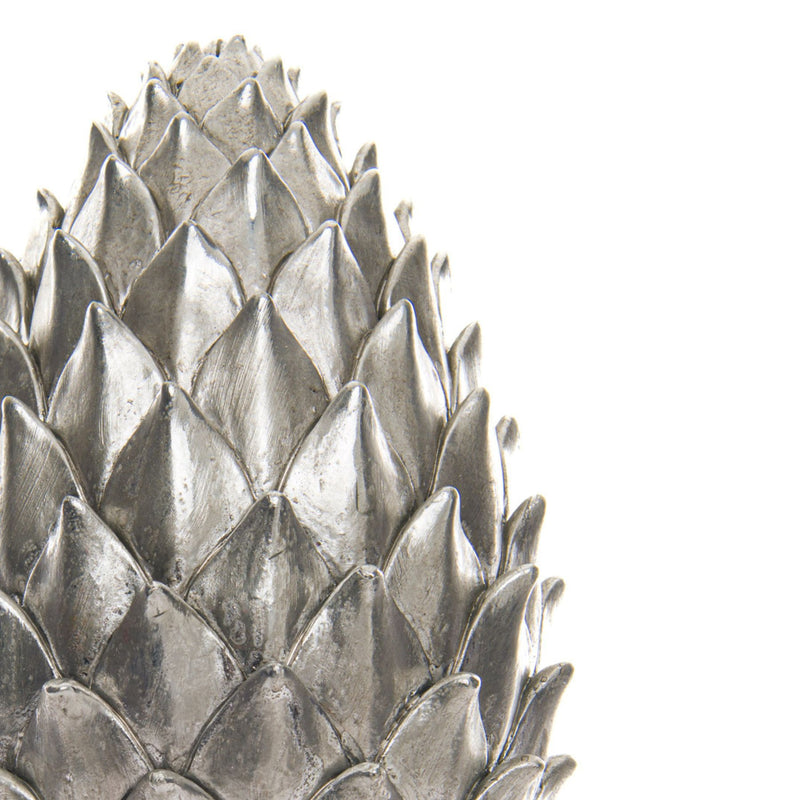 Close-up of the tall silver pinecone scales