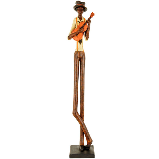 Tall standing jazz violinist figurine on a black base