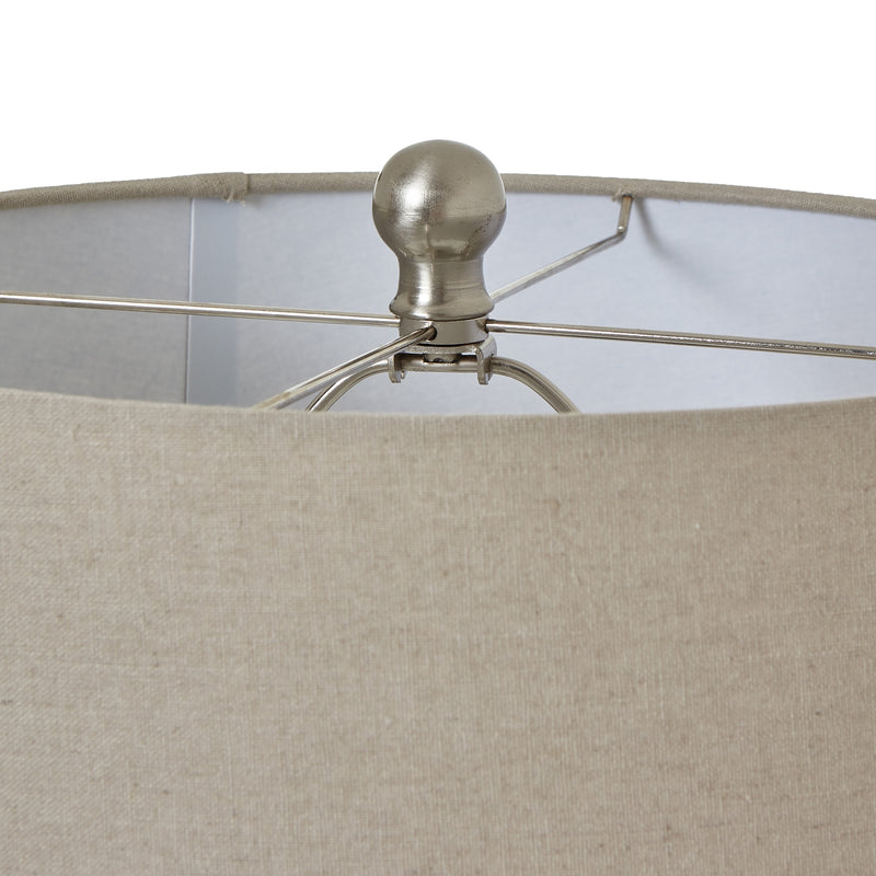 Tall White Beaded Ceramic Table Lamp with Linen Shade – 71cm, additional product view 2