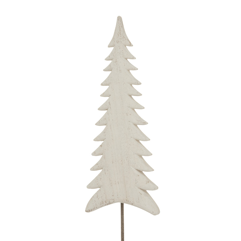 Close-up of the tiered whitewashed wooden tree