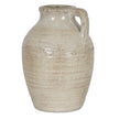 Tarn large cream crackle-glaze jug, front view