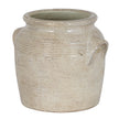 Tarn large cream crackle-glaze ceramic pot with handles