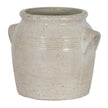 Tarn medium cream crackle-glaze ceramic pot with handles