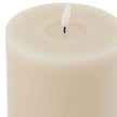 Close-up of the melted-edge top and LED flame