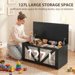 HOMCOM 127L Home Storage Box, with Safety Hinges - Black Wood-Effect – view 4