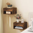 HOMCOM Set of Two Floating Bedside Tables - Rustic Brown – view 2