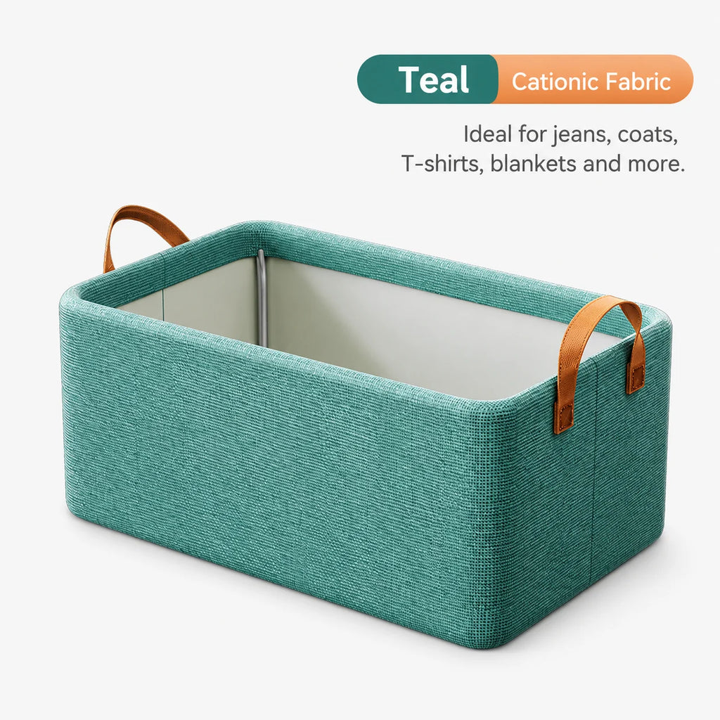 Collapsible Storage Box with Steel Frame and Fabric Drawer