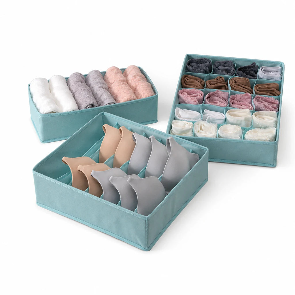 Fabric Drawer Organiser Set of 3 — Underwear & Lingerie Storage