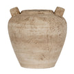Terra stone-effect ceramic urn vase with handles, front view