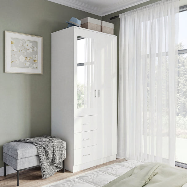 White mirrored wardrobe – image 2