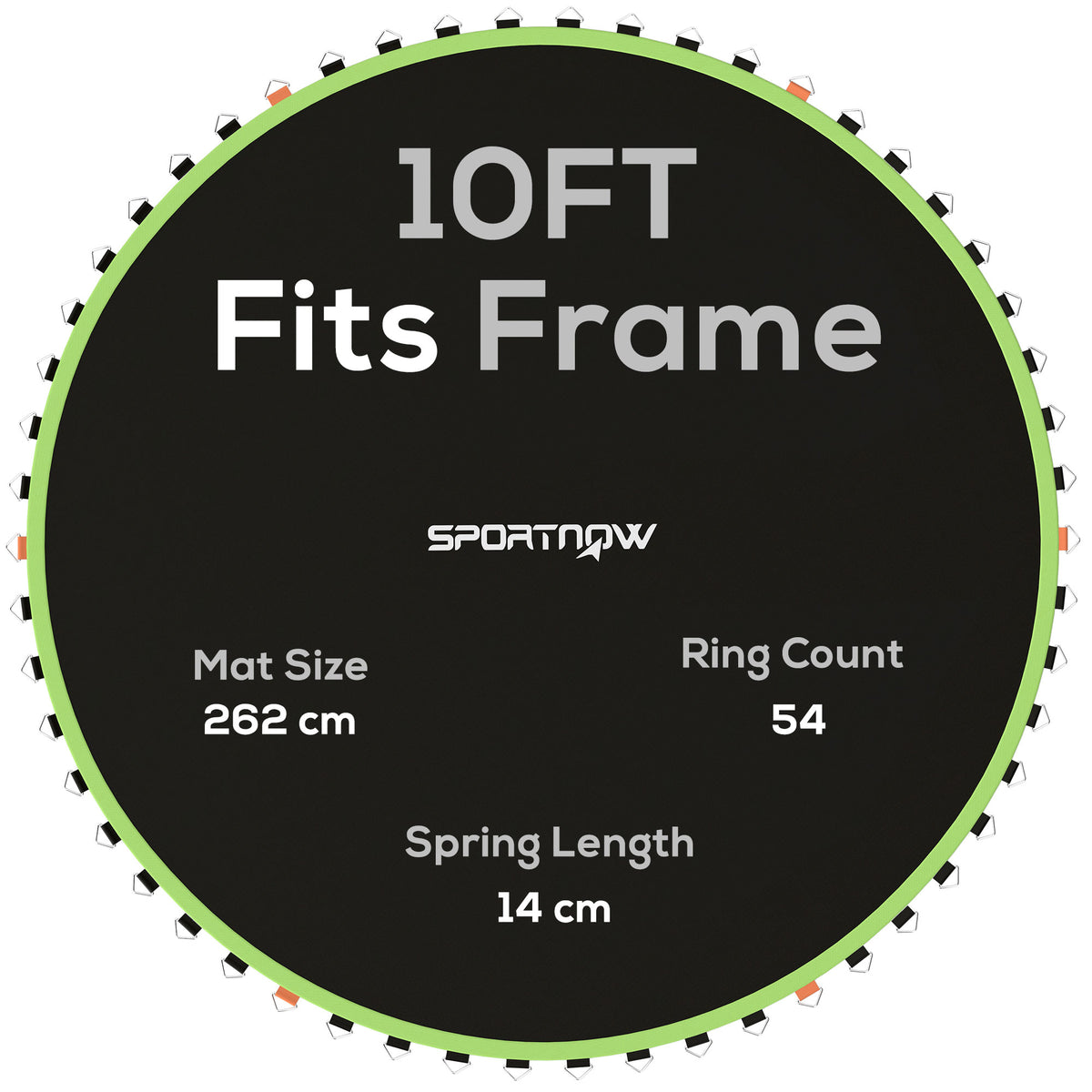 Green 10ft round trampoline replacement mat with 54 V-rings and spring pull tool