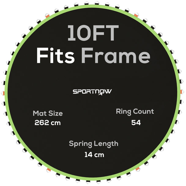 SPORTNOW Trampoline Replacement Mat with Spring Pull Tool, 54 V-Hooks, for 10ft Trampoline using 14cm Springs, Green