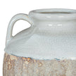 Close-up where the glaze meets the stone-effect base