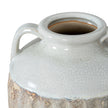 Close-up of the handles and white crackle glaze
